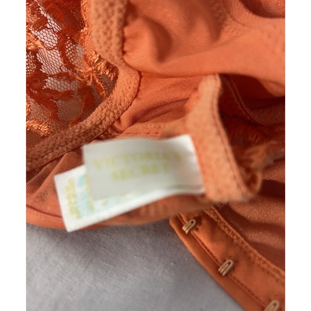 Vintage Victoria‎ Secret Gold Label Lace Bra Underwire Women's 34DD Orange